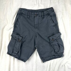 American Eagle Cargo Shorts Mens Flex 28 Gray Longer Length Utility Cotton Blend